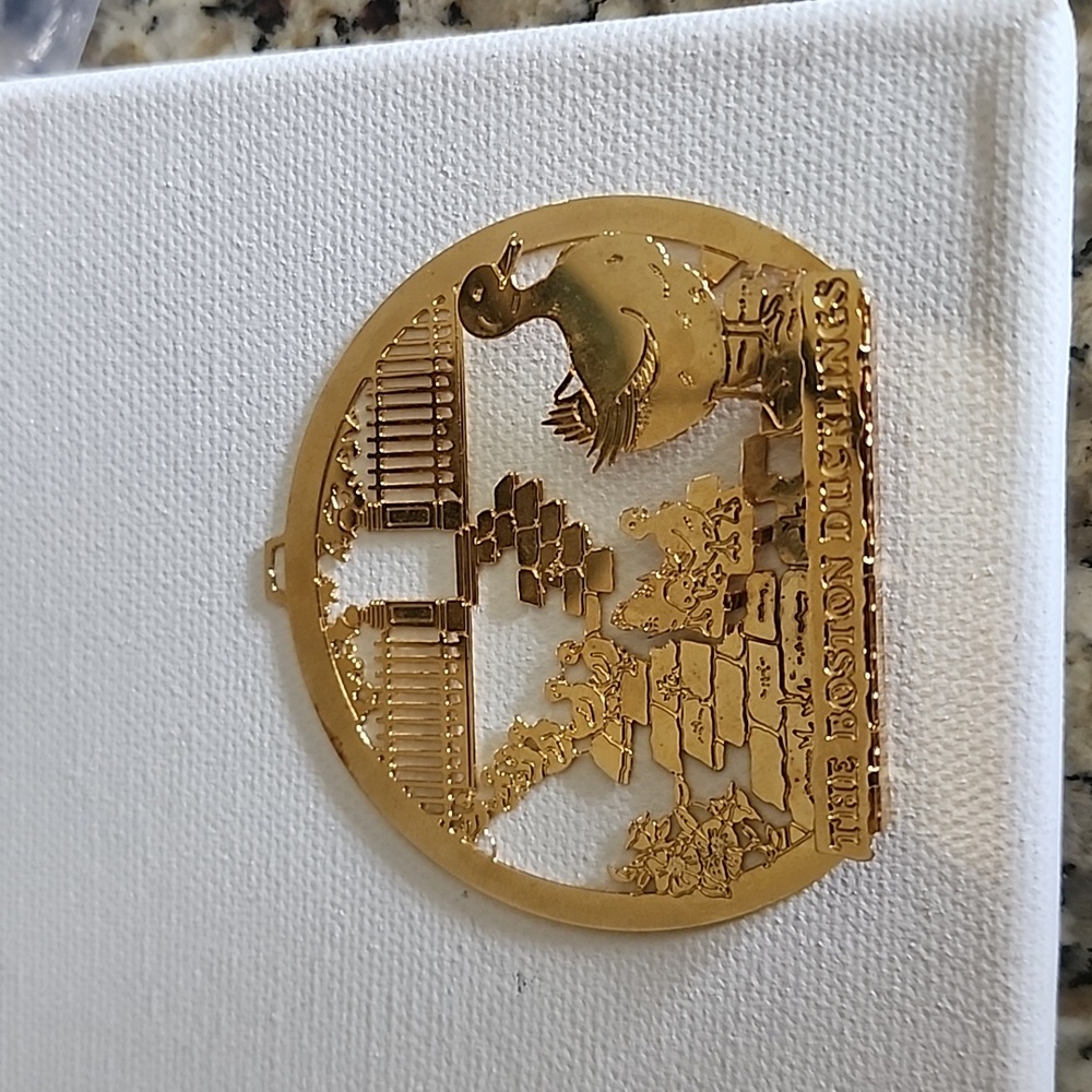 The Boston Ducklings Brass ornament 3-D 2.5"